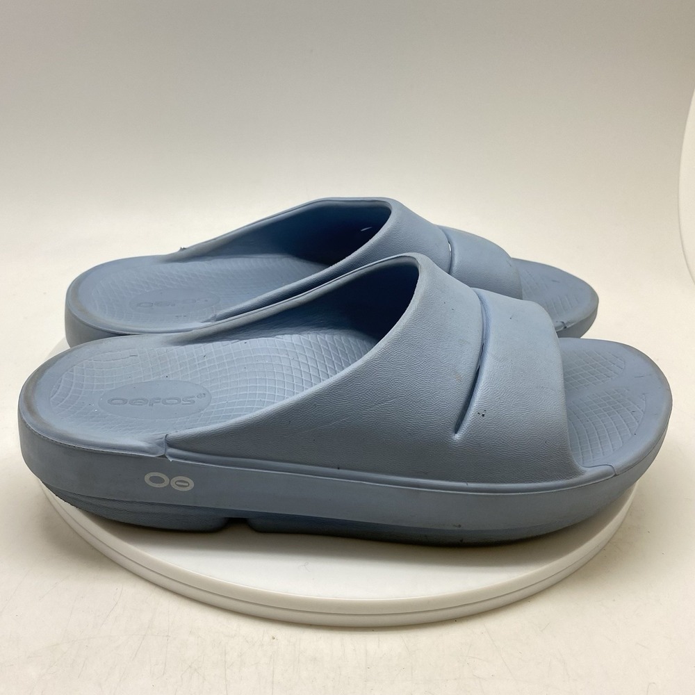 Oofos OOahh Sport Sandals Mens 8 Womens 10 Blue Open Slip On Recovery Rubber